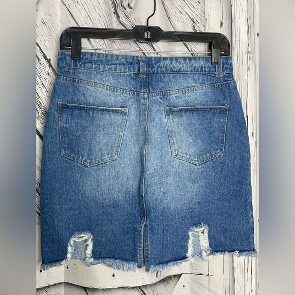 Sans Souci Distressed Denim Mini Skirt M - Picture 2 of 3